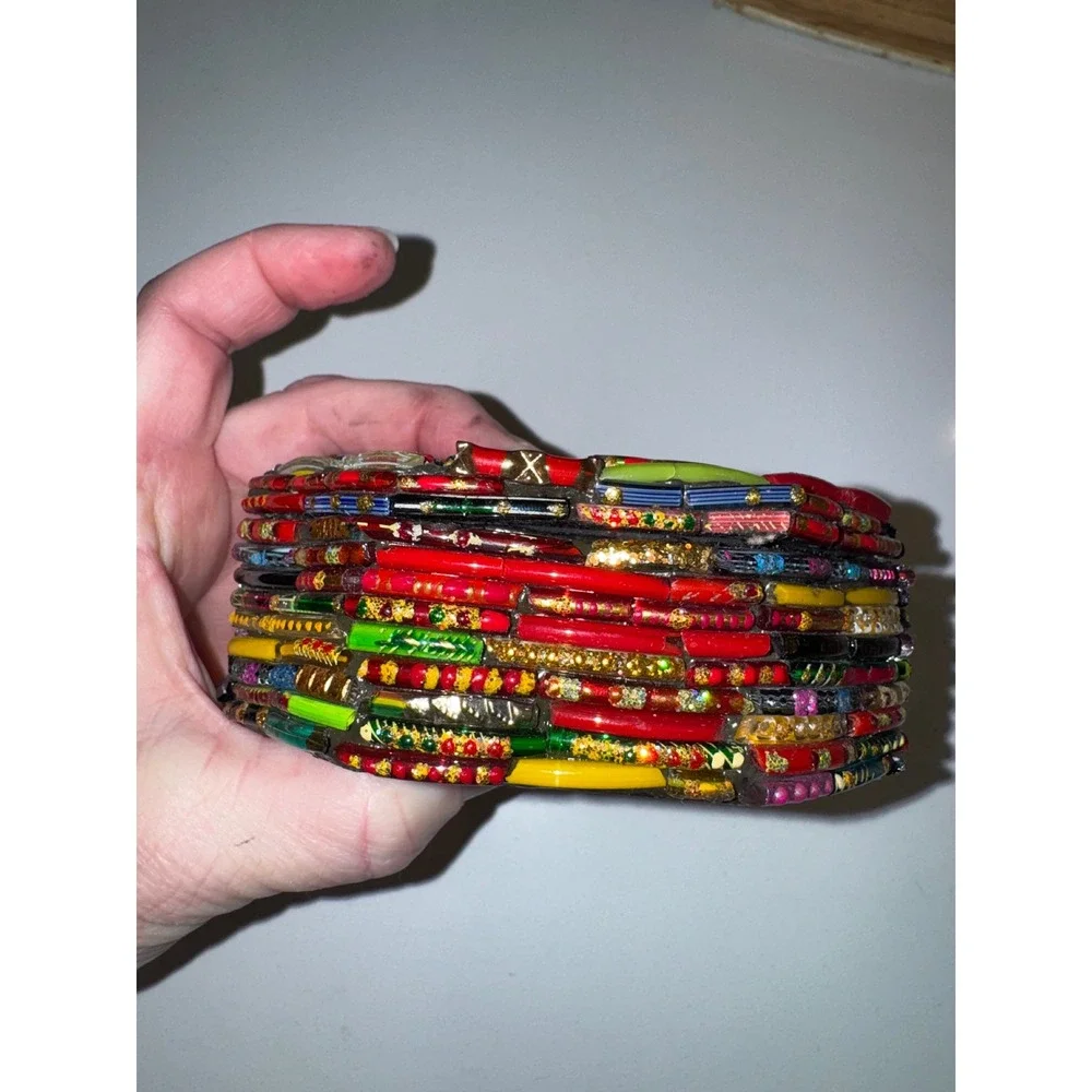 Unique Octagonal Trinket Box‎ Colorful Mosaic Beaded Jewelry Storage Organizer